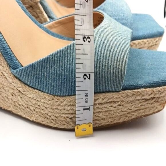 NEW Thalia Sodi Caden Chain Wedges Espadrilles in Denim Ombre Fabric, Size 8.5 - Picture 9 of 9